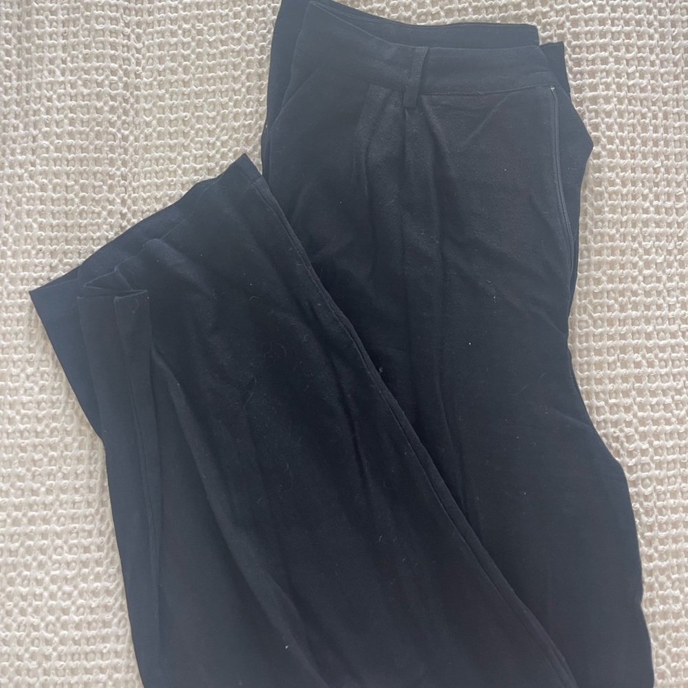 black linen straight dress pant